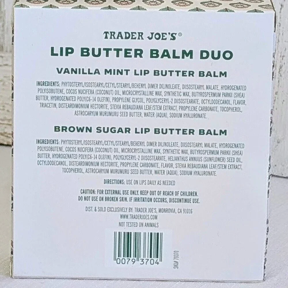 NIB Trader Joe’s Lip Butter Balm Duo Vanilla Mint & Brown Sugar Gift Set - Picture 4 of 4